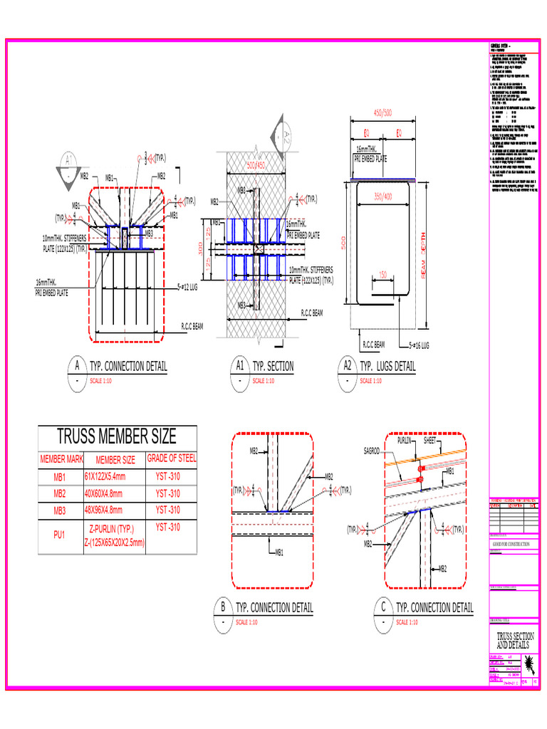 Truss Section and Connection Details | PDF | Structural Engineering