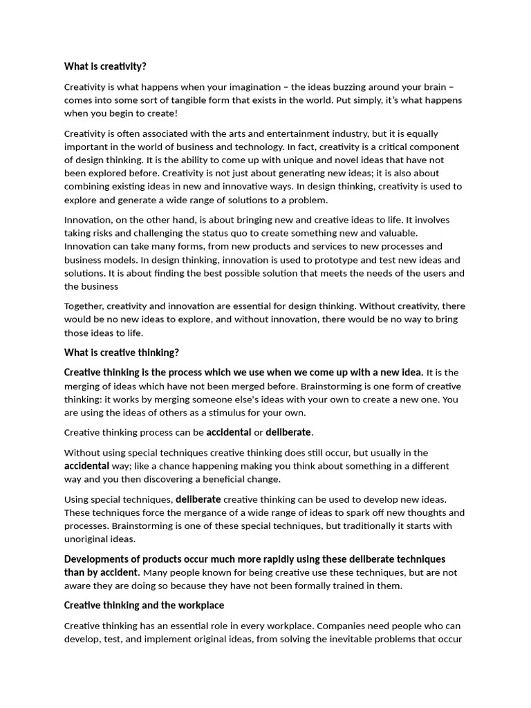Understanding Creativity and Innovation | PDF | Design Thinking ...