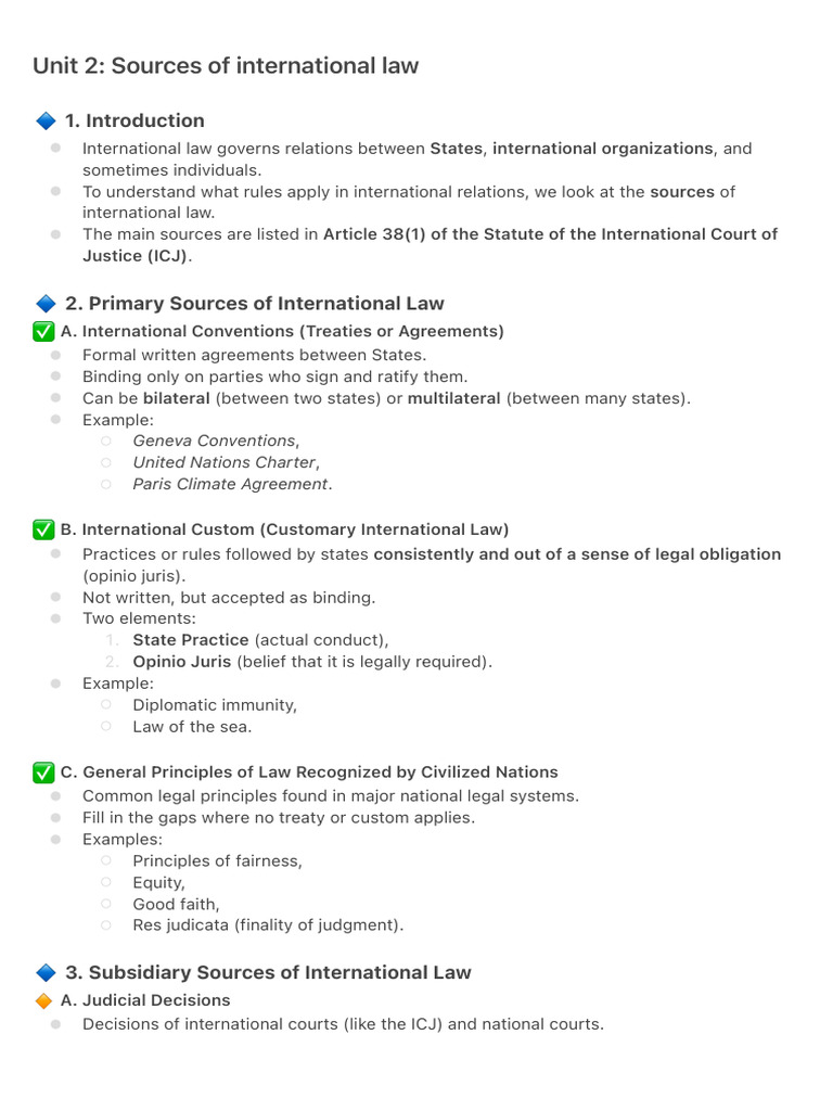 Sources of International Law Explained | PDF | Treaty | International Law