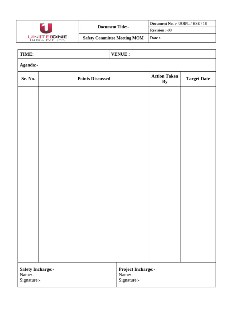 Uoipl Hse 18 Safety Mom Format | PDF