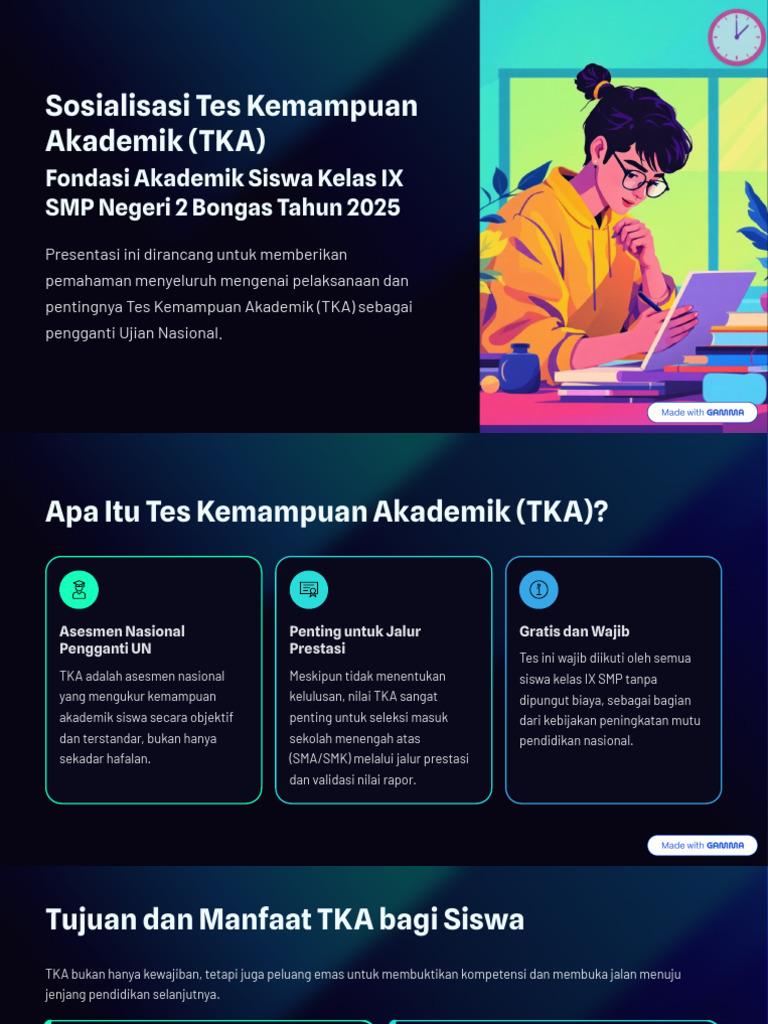 Sosialisasi TKA SMP Negeri 2 Bongas 2025 | PDF