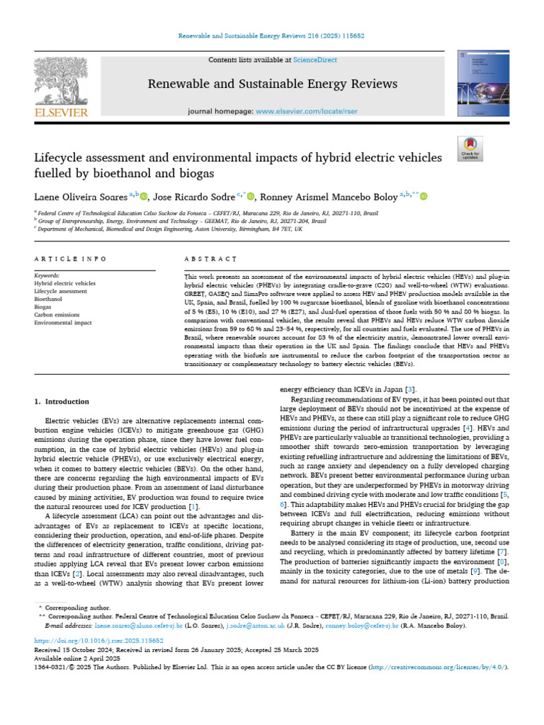 Environmental Impact of Hybrid Vehicles | PDF | Electric Vehicle | Biofuel