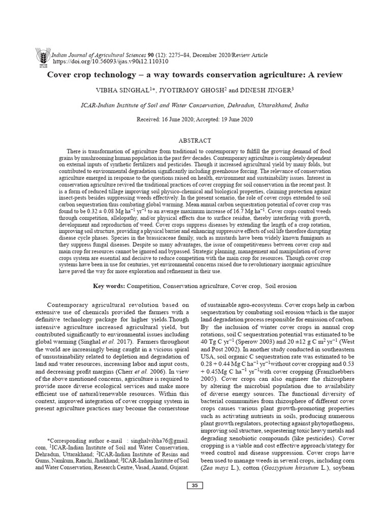 Cover Crop Technology for Sustainable Agriculture | PDF | Agriculture ...