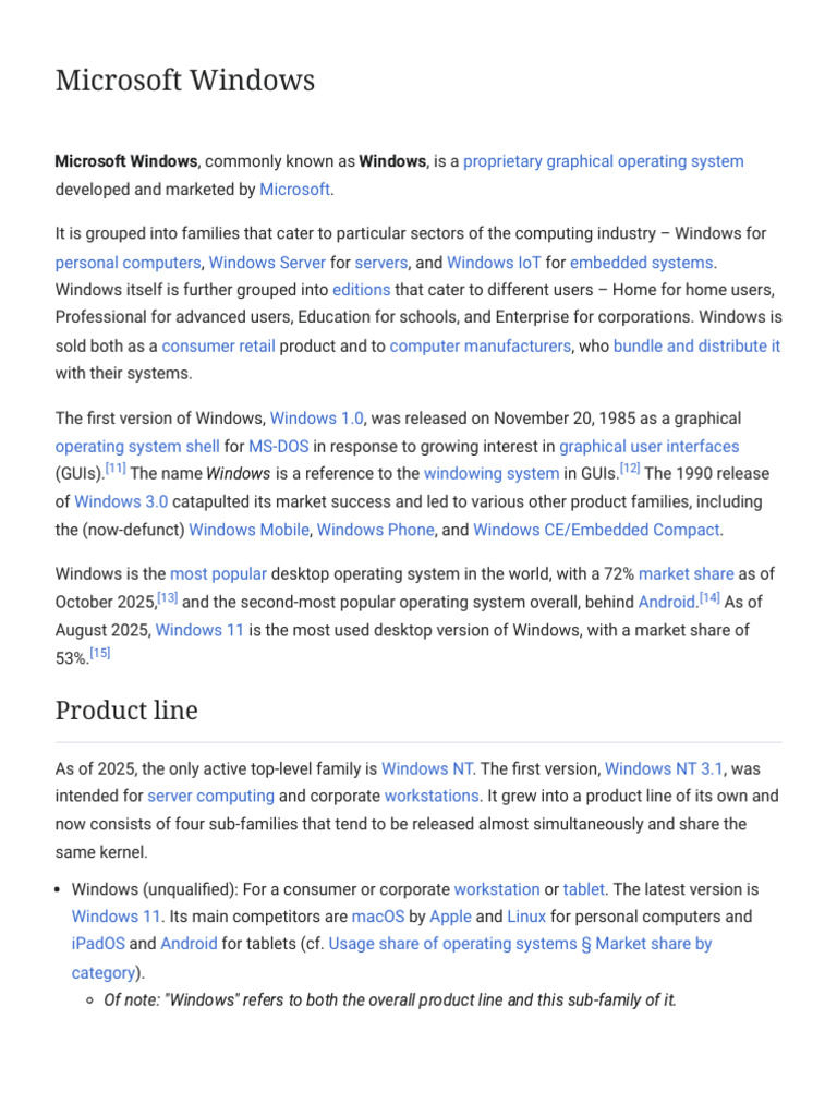 Overview of Microsoft Windows OS | PDF | Microsoft Windows | Windows Nt