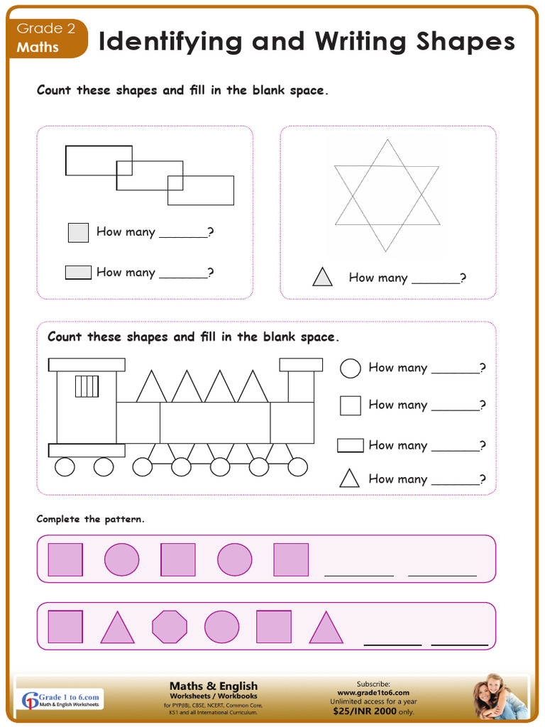 Shapes Counting and Identification Worksheet | PDF