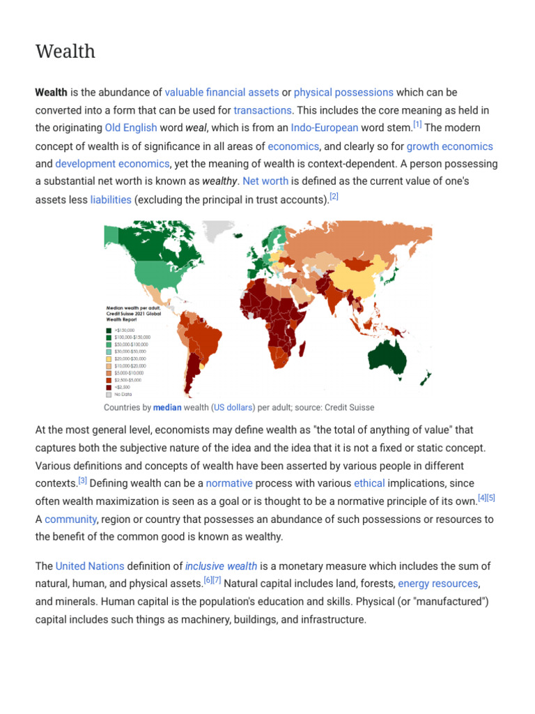 Understanding Wealth and Its Definitions | PDF | Wealth | Economies