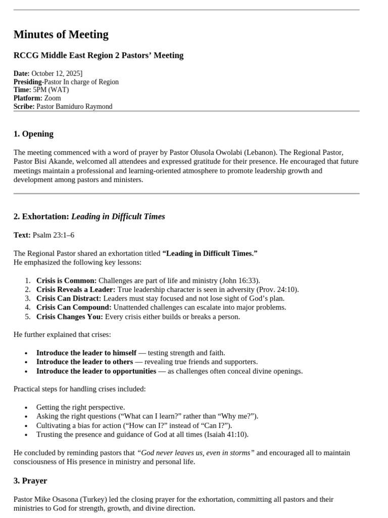 October Minute of Meeting | PDF