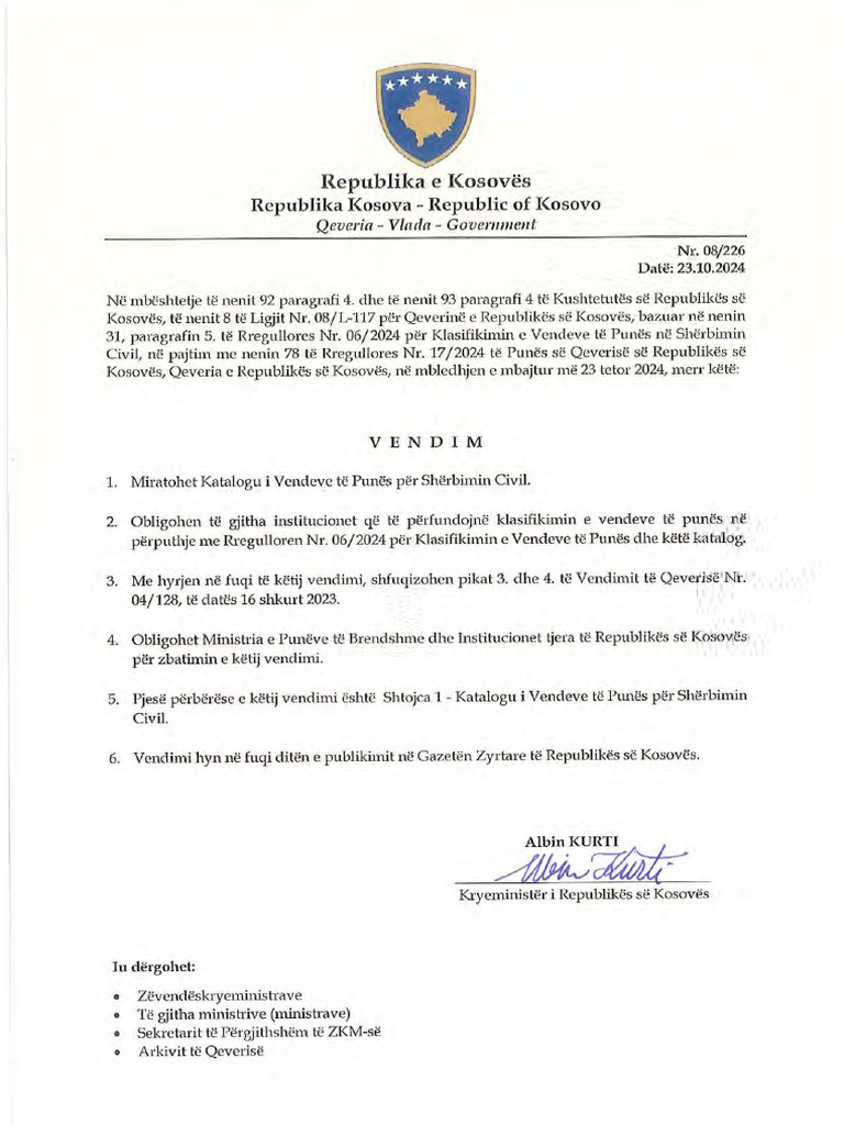 Katalog Vendeve Punës di Shërbimin Civil | PDF