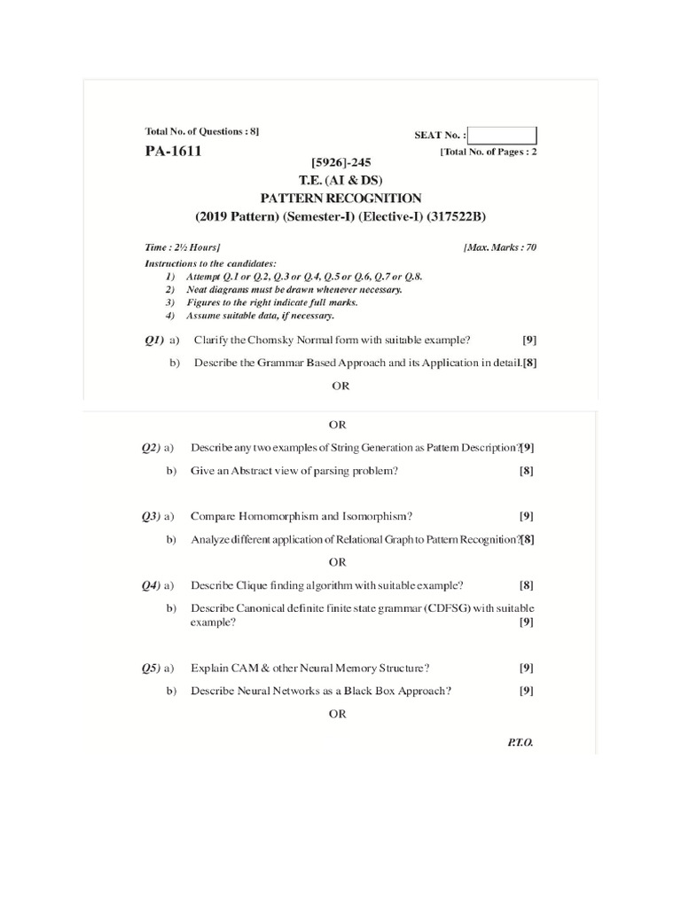 PR EndSem Q Paper-3 | PDF