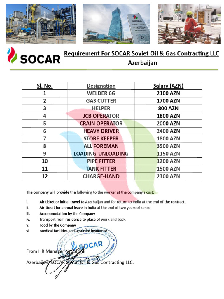 SOCAR Job Benefits and Salaries in Azerbaijan | PDF