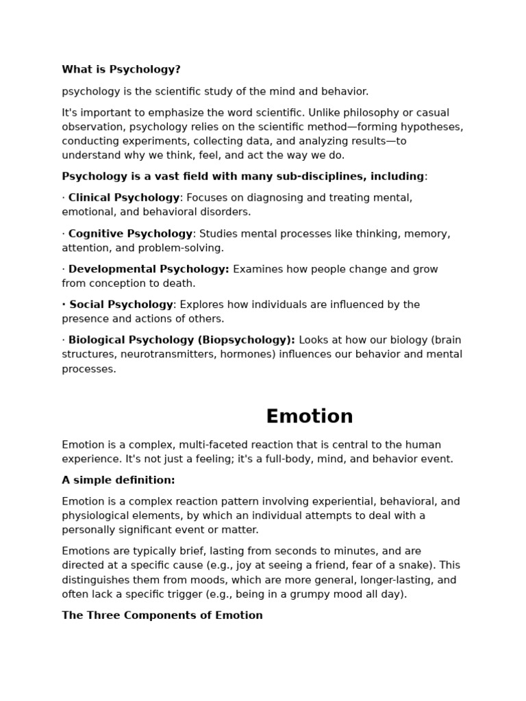 Understanding Psychology and Emotion | PDF | Emotions | Psychology
