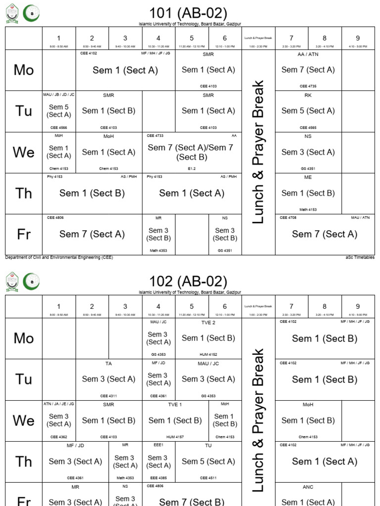 Classroomwise Routine Winter24-25 | PDF | Engineering