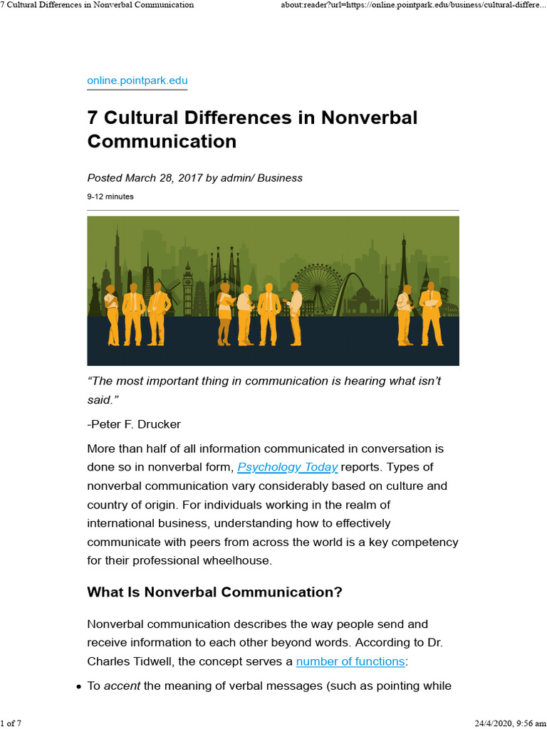 Cultural Differences in Nonverbal Cues | PDF | Nonverbal Communication ...