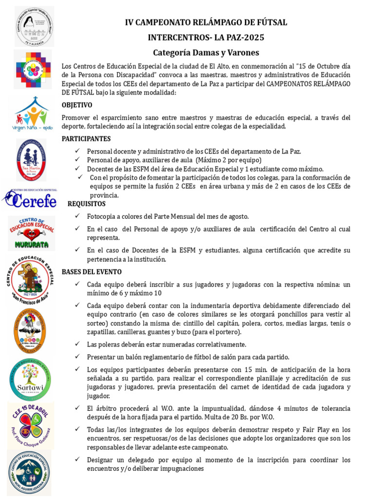 Campeonato Relámpago de Futsal 2025 | PDF | Deportes