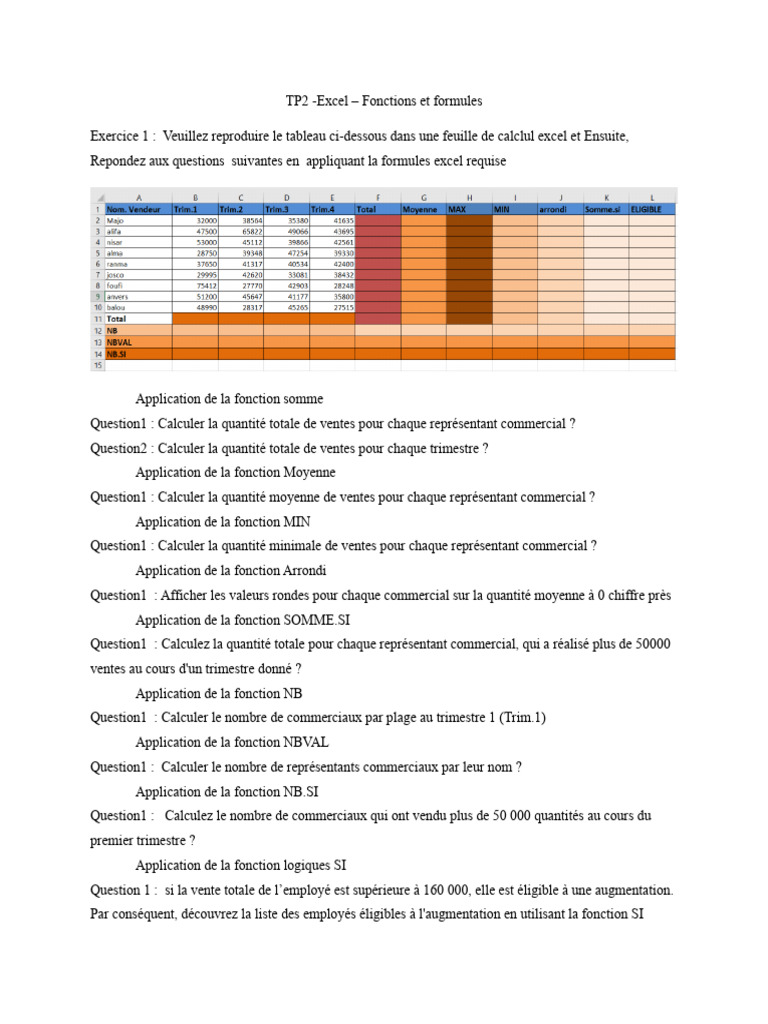 Excel : Fonctions et Formules Essentielles | PDF
