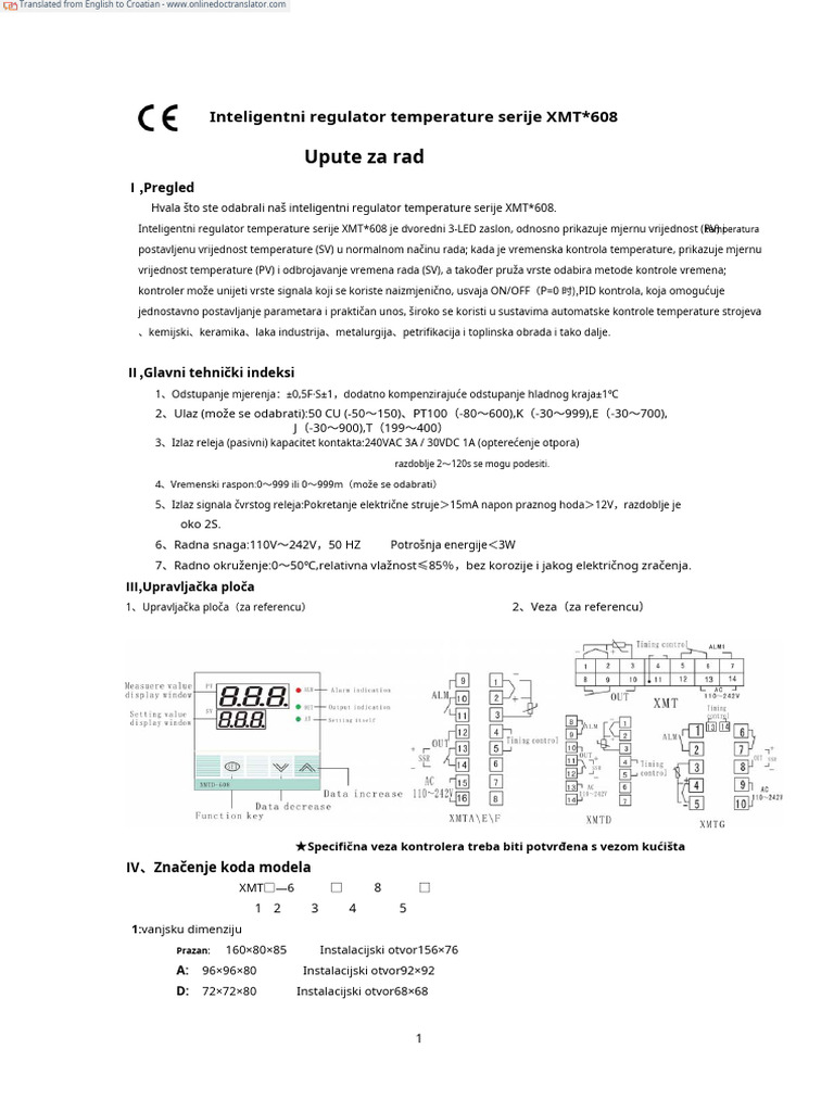 XMT 608t Manual - En.hr | PDF