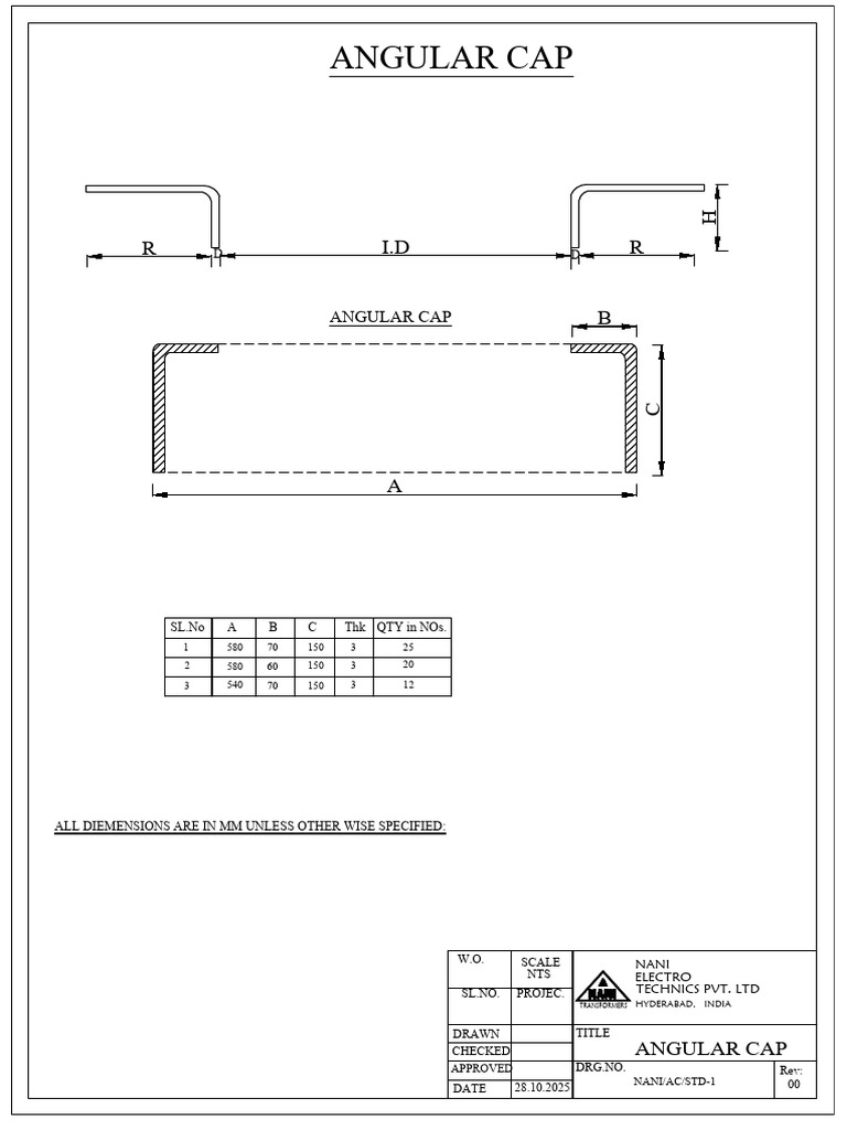 Angular Cap Specifications Document | PDF