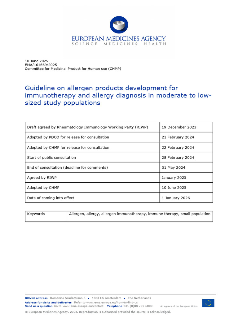 Allergen Products Development Guidelines | PDF | Allergy | Allergen