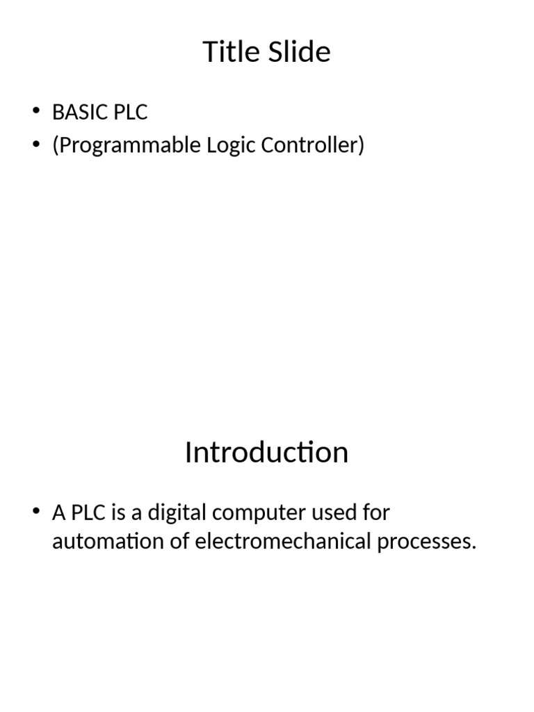 Introduction to Programmable Logic Controllers | PDF