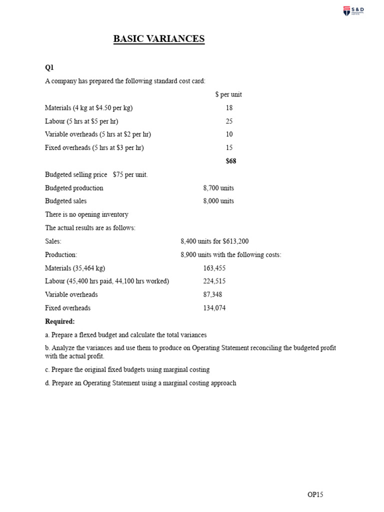 Variance Analysis Examples 2 | PDF | Cakes | Diesel Fuel