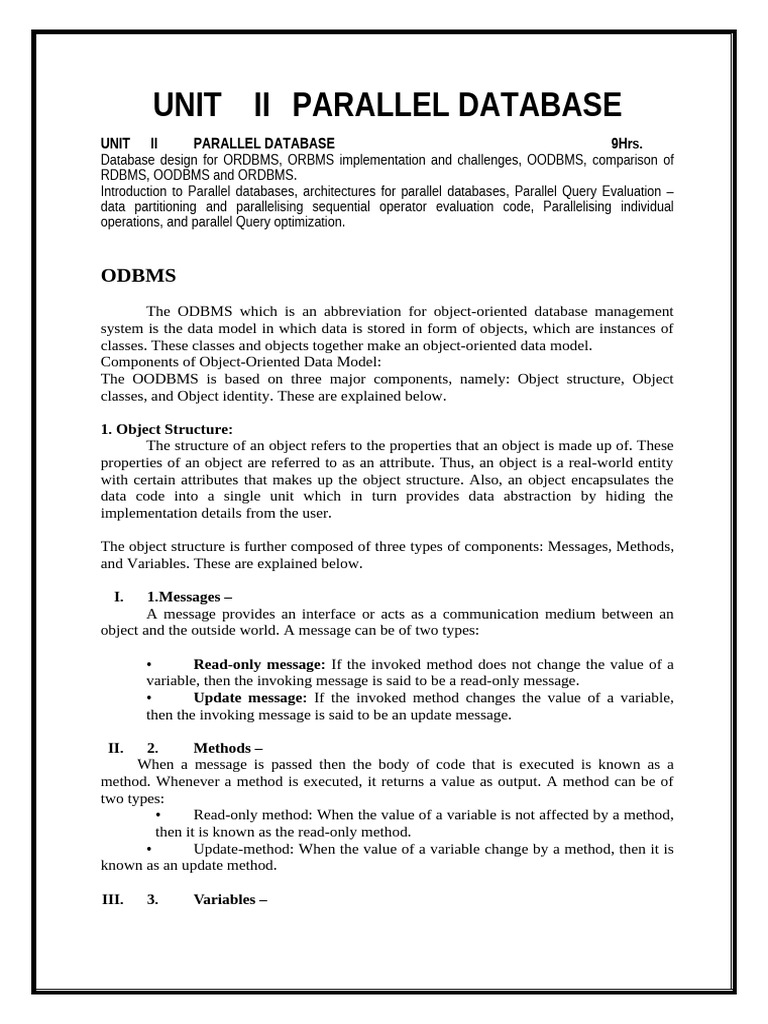 Unit II Advanced Database Technology (1) (1) | PDF | Databases ...