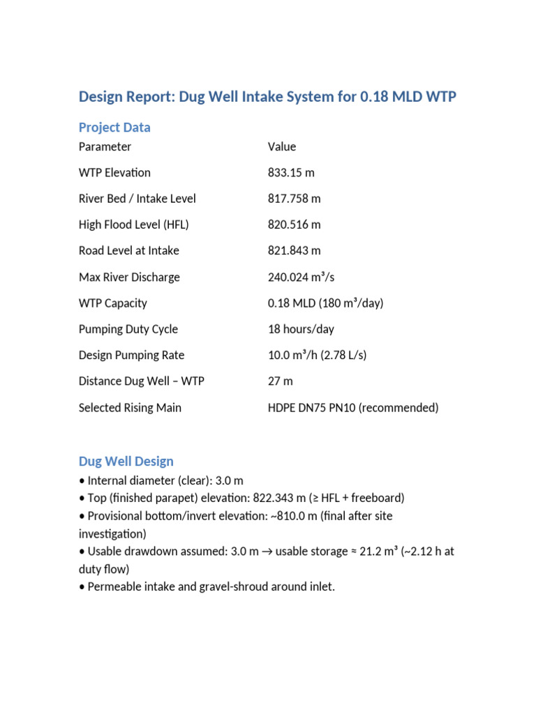 Dug Well Intake System Design Report | PDF | Gravel | Soil Mechanics