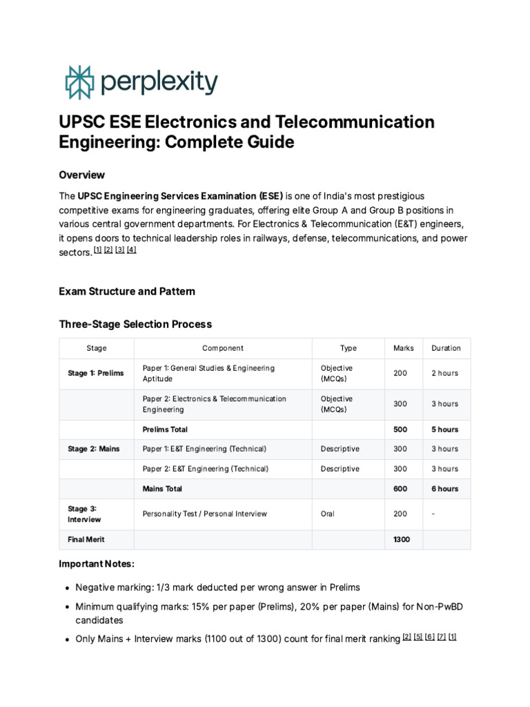 UPSC ESE Electronics & Telecommunication Guide | PDF | Electronic ...
