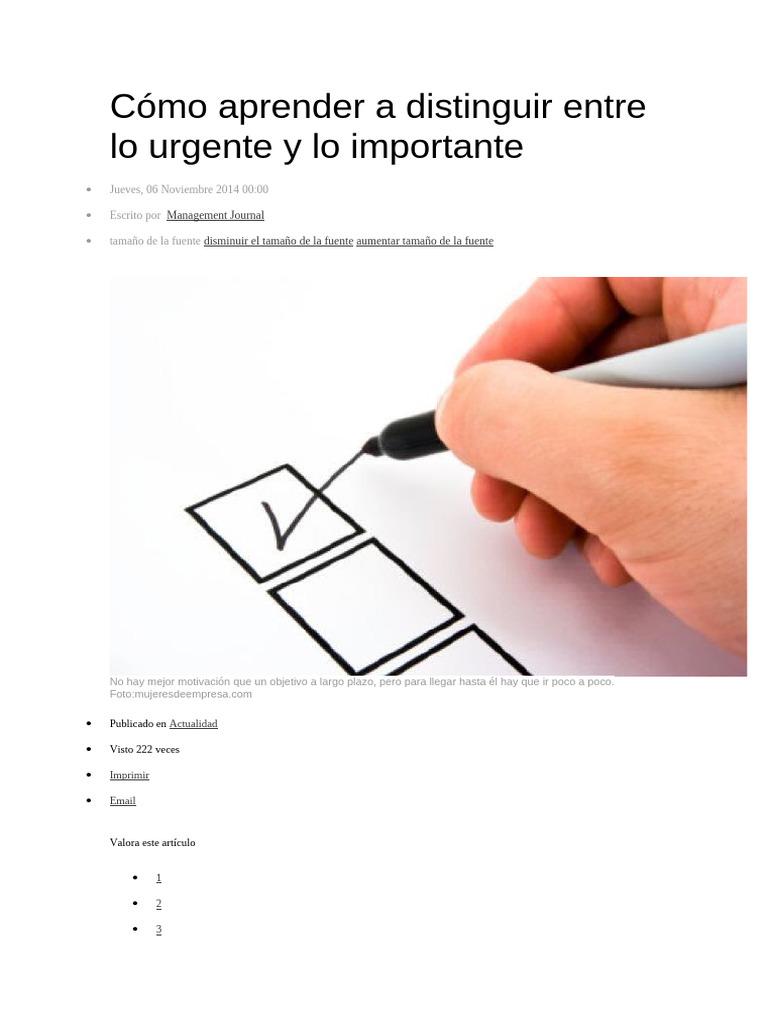 Distinguir entre Urgente e Importante | PDF | Motivación | Motivacional