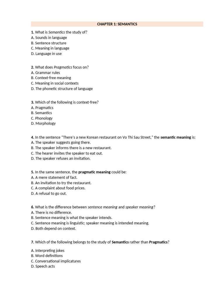 Understanding Semantics and Pragmatics | PDF | Semantics | Word