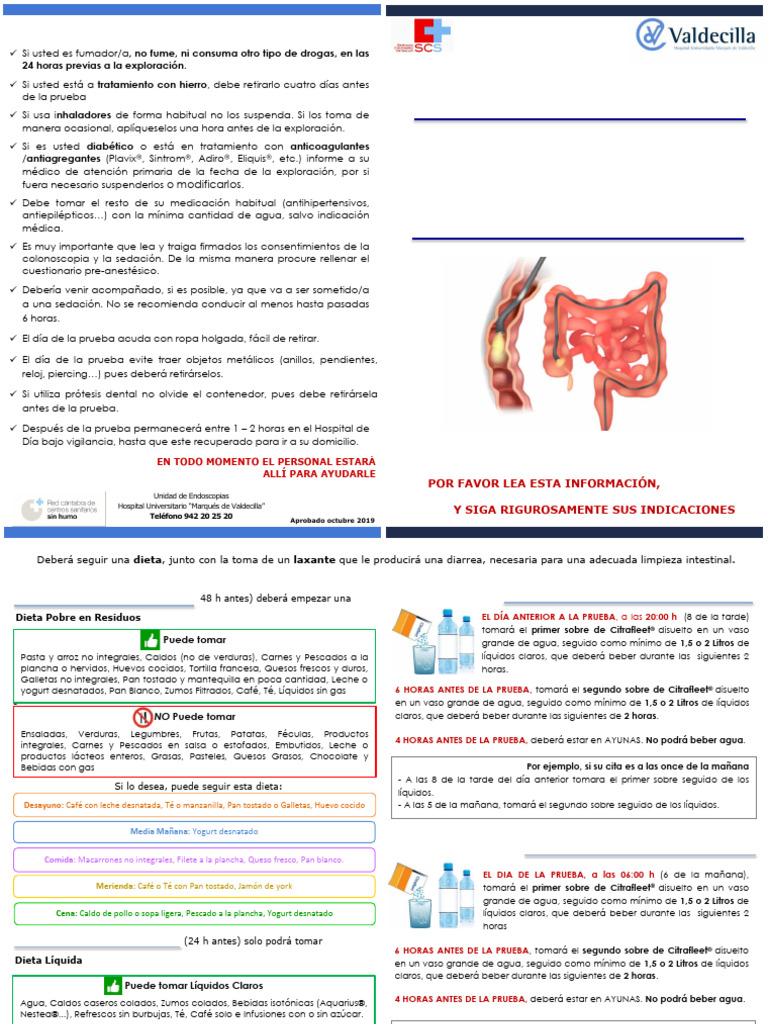Preparación para Colonoscopia con Citrafleet | PDF | Cocinando | Cocina