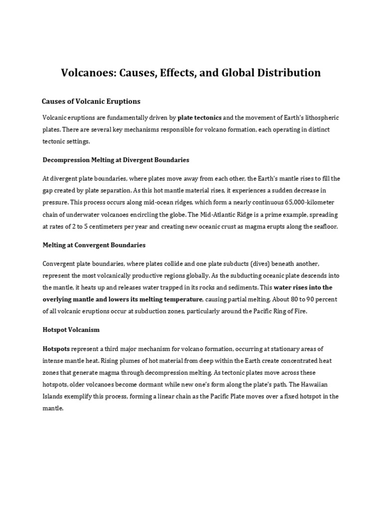 Volcanoes Causes Distribution | PDF | Volcano | Plate Tectonics