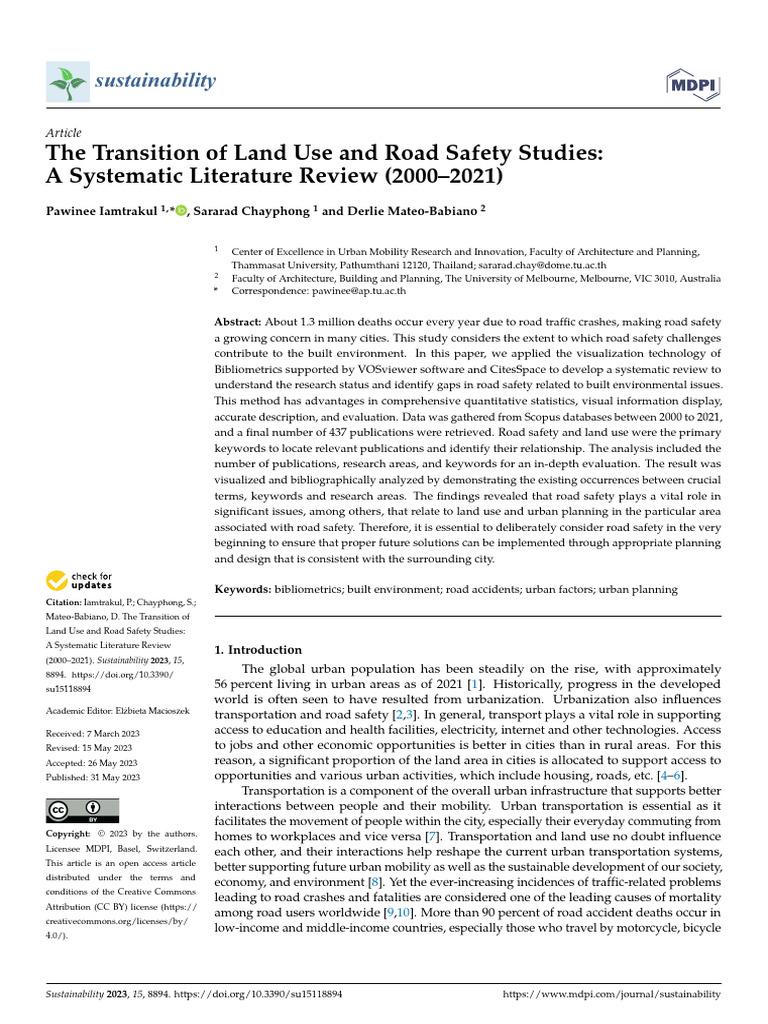 Land Use and Road Safety Review 2000-2021 | PDF | Traffic Collision ...