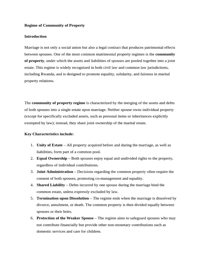 Community of Property in Marriage | PDF | Community Property | Marriage
