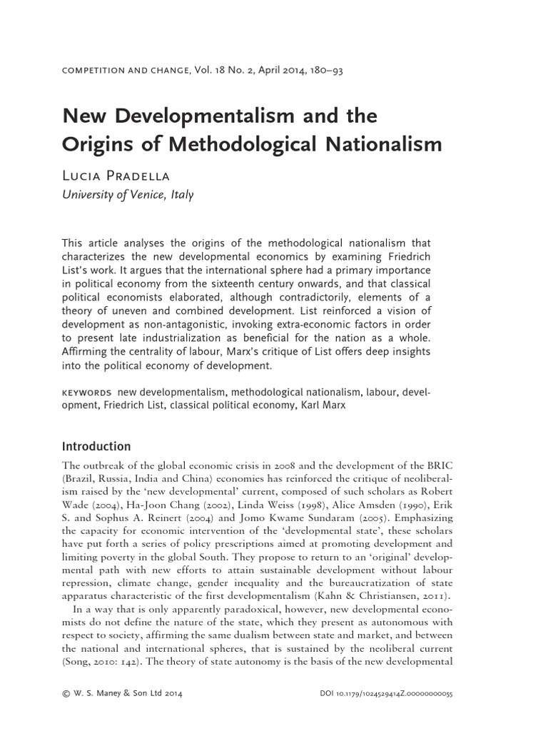 Methodological Nationalism in Developmentalism | PDF | Classical ...