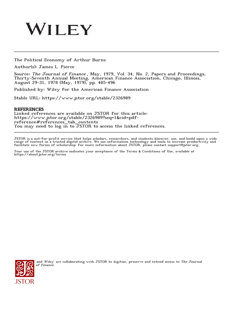 Arthur Burns' Impact on Monetary Policy | PDF | Inflation | Federal Reserve
