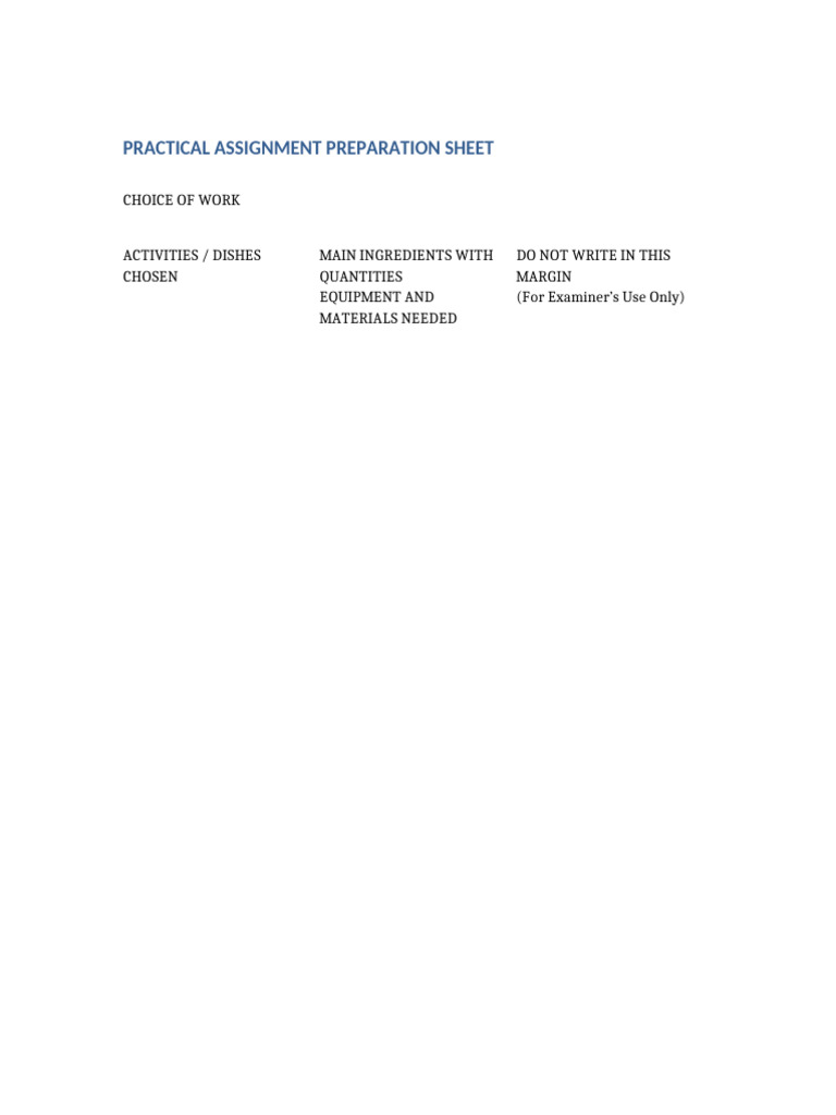Practical Assignment Preparation Guide | PDF
