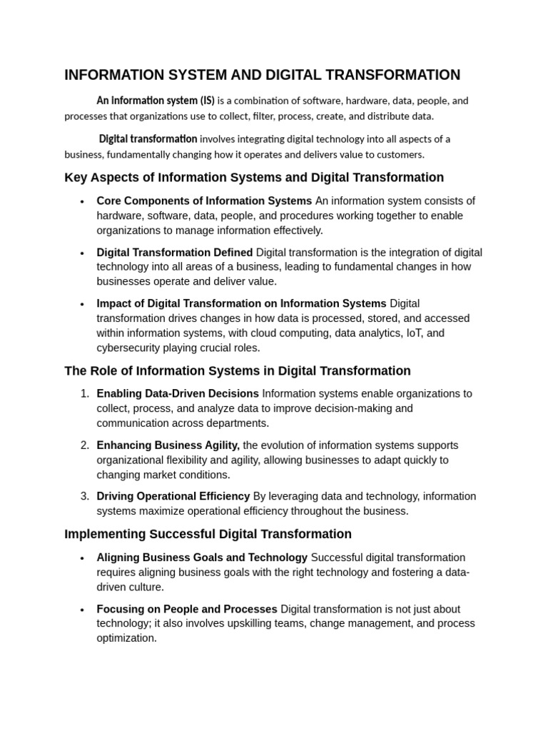 Information Systems & Digital Transformation | PDF | Internet Of Things ...