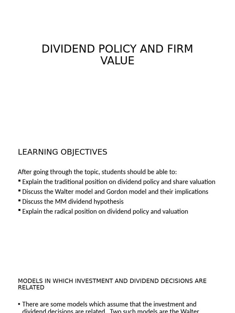 Dividend Policy Impact on Firm Value | PDF | Dividend | Capital Gain