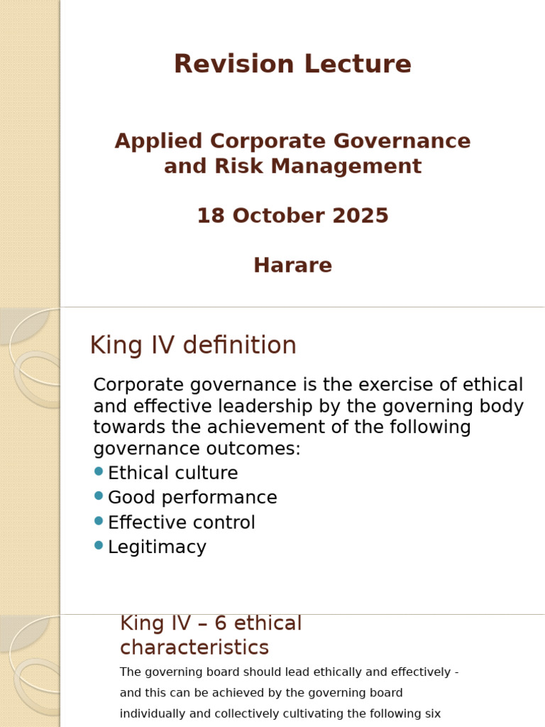 Corporate Governance and Risk Management Guide | PDF | Governance ...