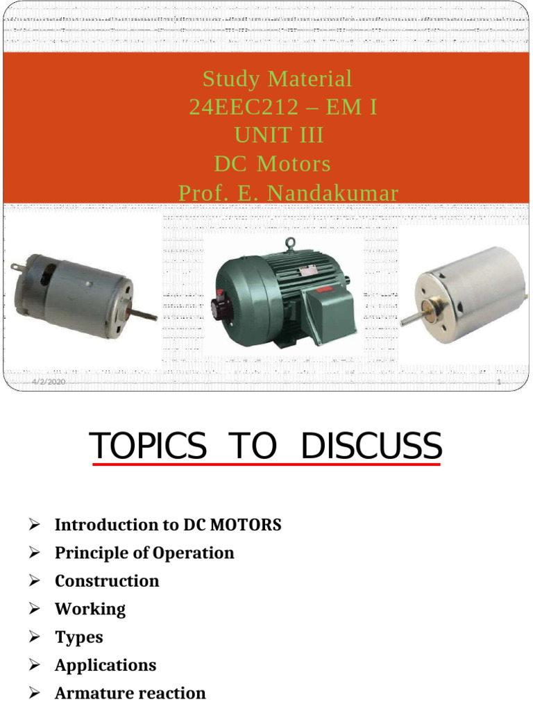 Understanding DC Motors: Principles & Types | PDF | Electric Motor ...
