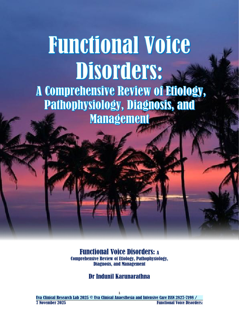 Functional Voice Disorders A Comprehensive Review of Etiology ...