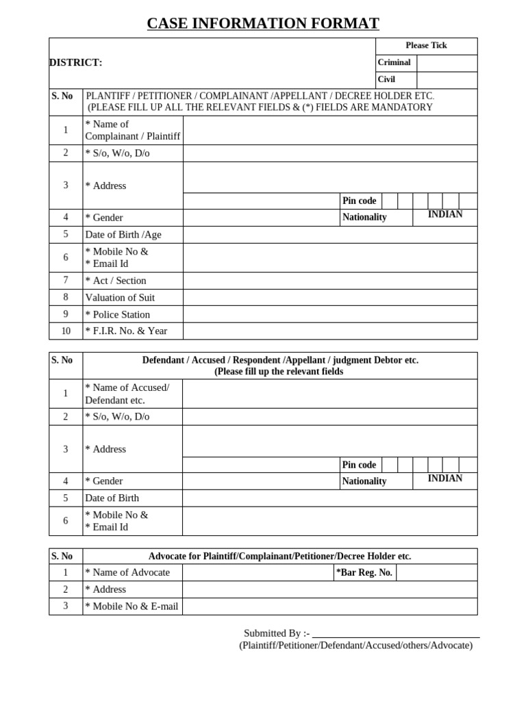 Case Information Submission Form | PDF