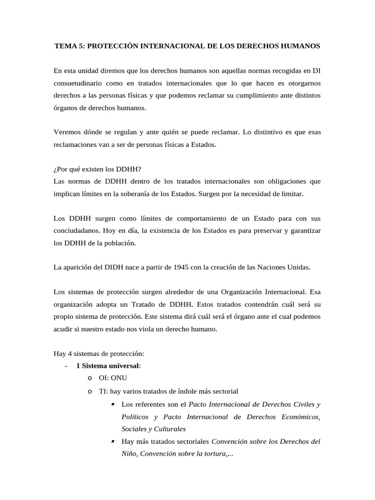 Protección Internacional de Derechos Humanos | PDF | Convenio europeo ...