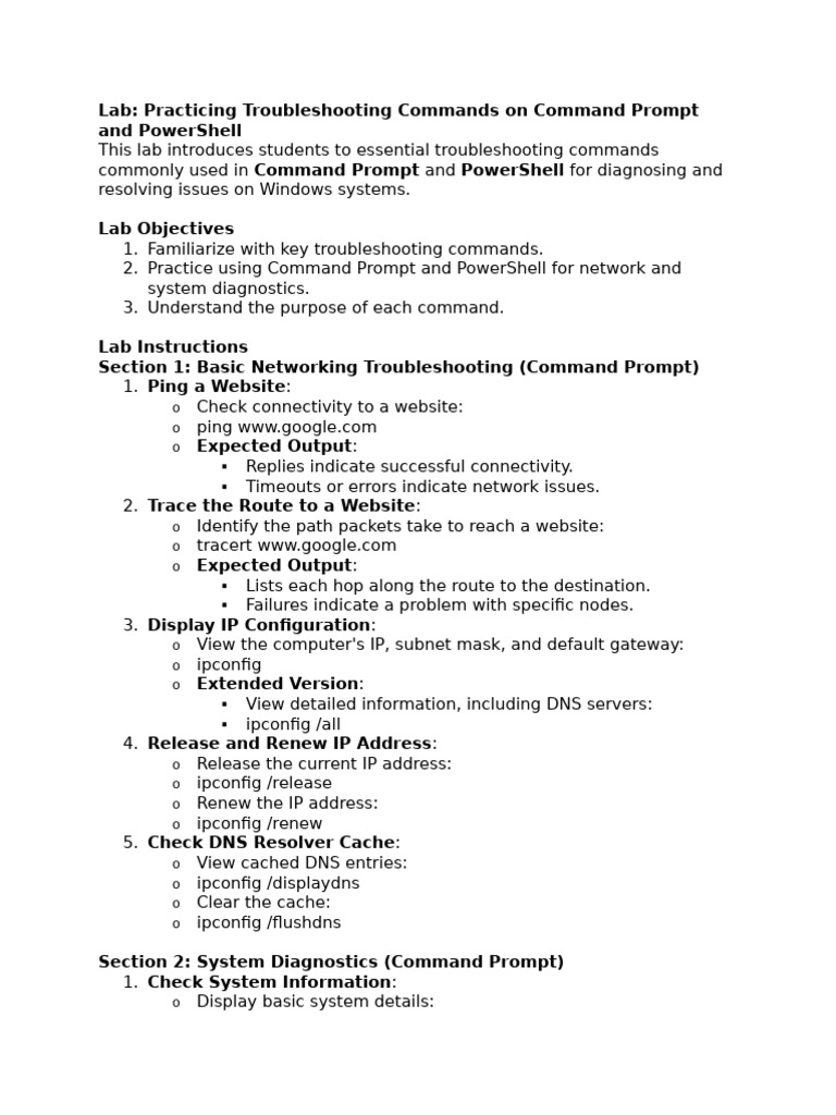 Lab- Practicing Troubleshooting Commands on Command Prompt and ...