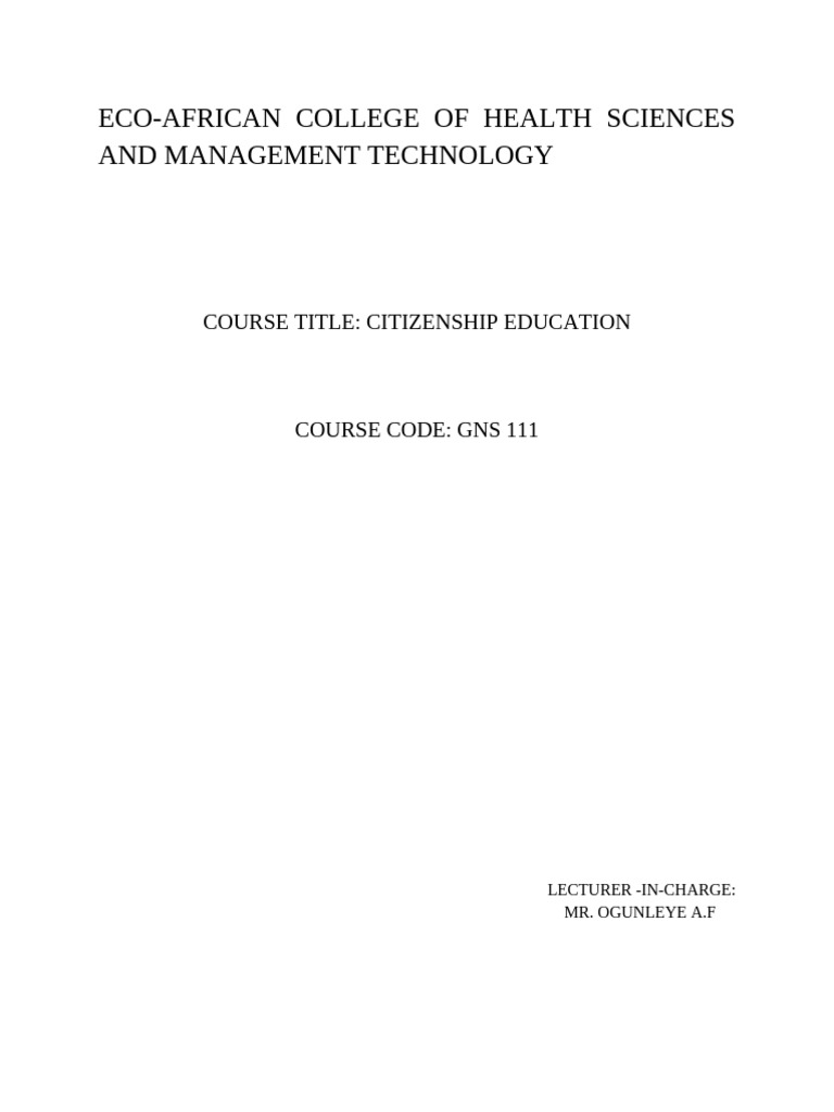 Understanding Citizenship Education in Nigeria | PDF | Citizenship ...