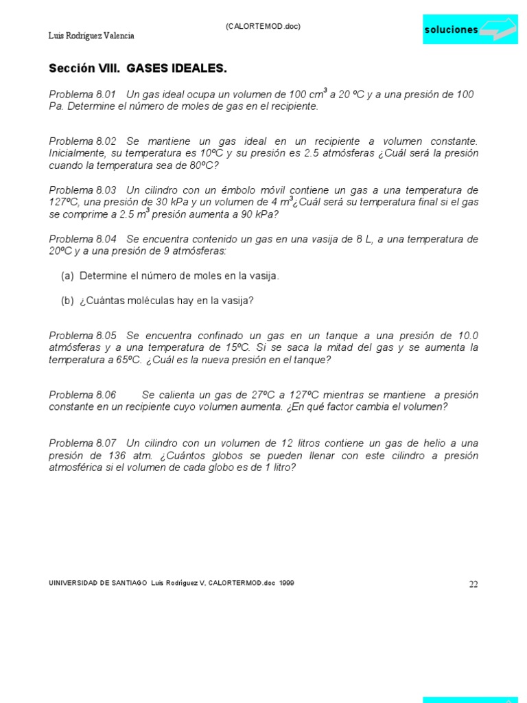 Problemas de Gases Ideales y Soluciones | PDF | Gases | Presión