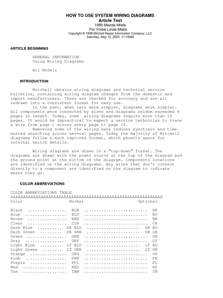 1990 Mazda Miata - How to Use Wiring Diagrams | Anti Lock Braking
