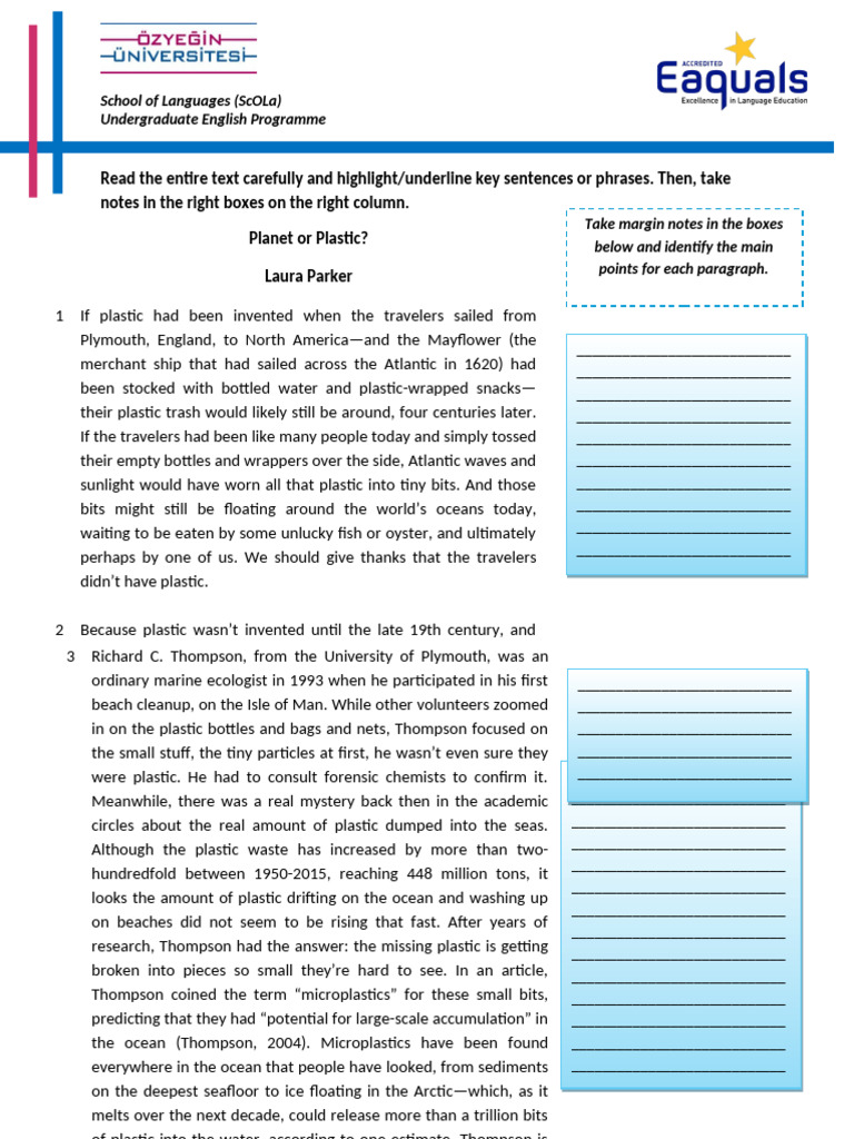 W6. Planet or Plastic - Note-Taking Material | PDF | Plastic | Recycling