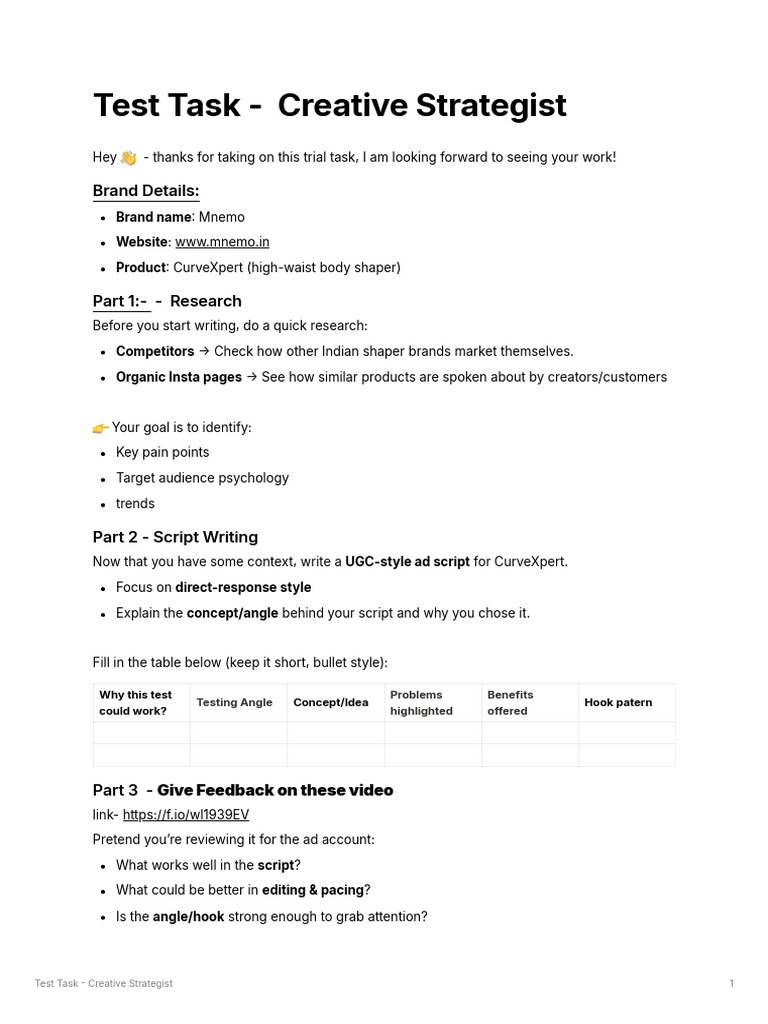 Creative Strategist Test for CurveXpert | PDF