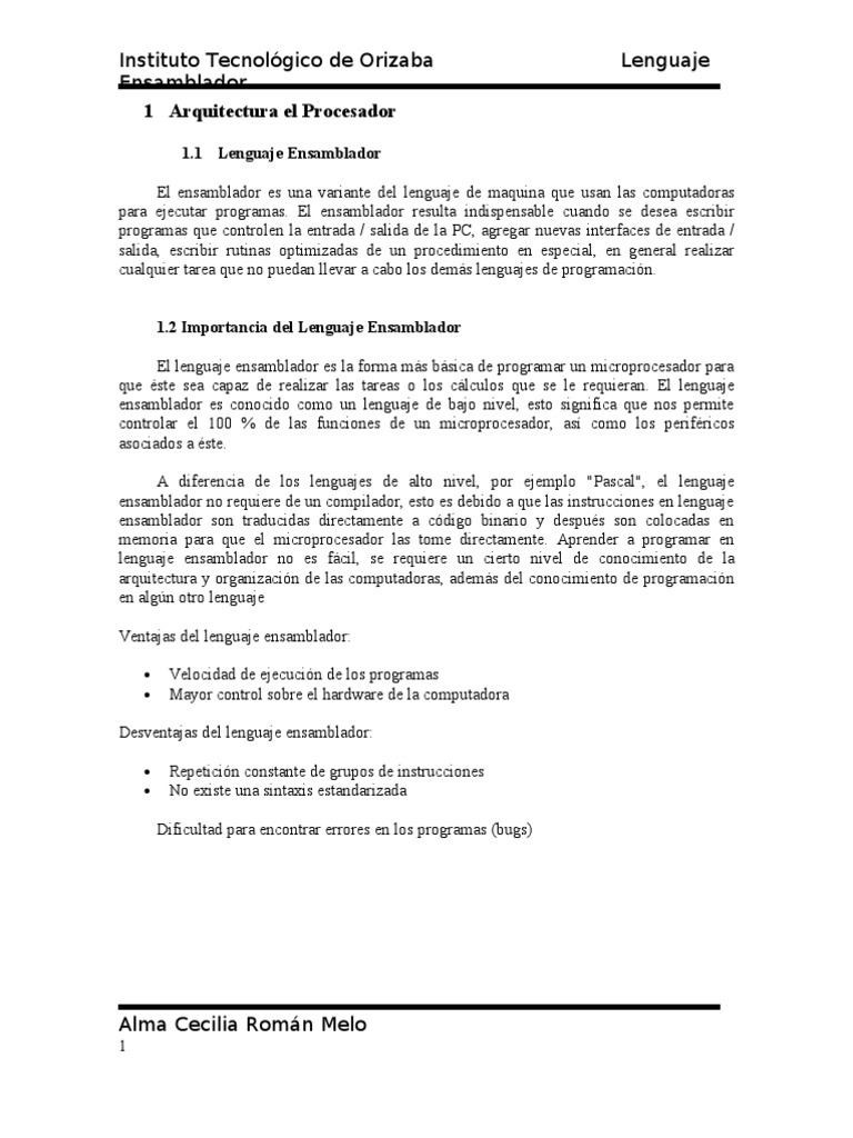 Ensamblador Teoria PDF Lenguaje ensamblador Microprocesador